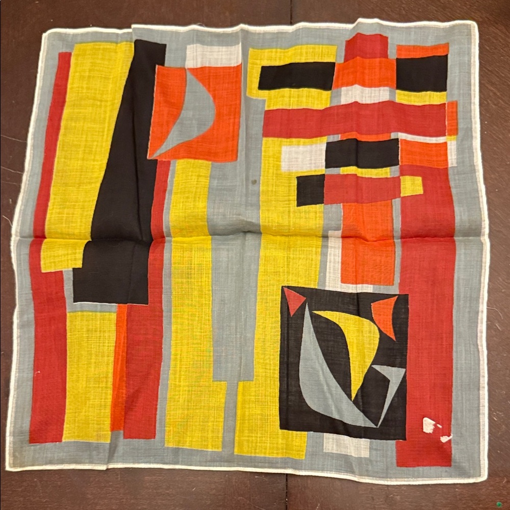 Vintage Abstract Geometric Pattern Handkerchief - image 2